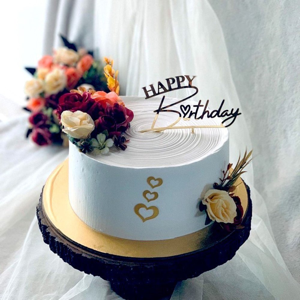Side Happy Birthday baking card insert gold acrylic plug-in cake accessories decoration supplies
