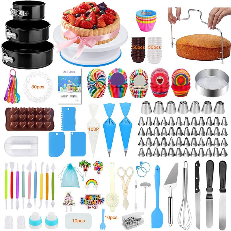 500 Pcs Cake Turntables Decoration Accessories Wholesale Stainless Steel Kit Baking Pastry Cake Decorating Tools Set