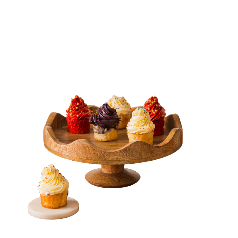 Scalloped Edge Wooden Cake Stand Elevate Your Tablescape Perfect For Serving Decorating And Displaying Food Or Other Treasures