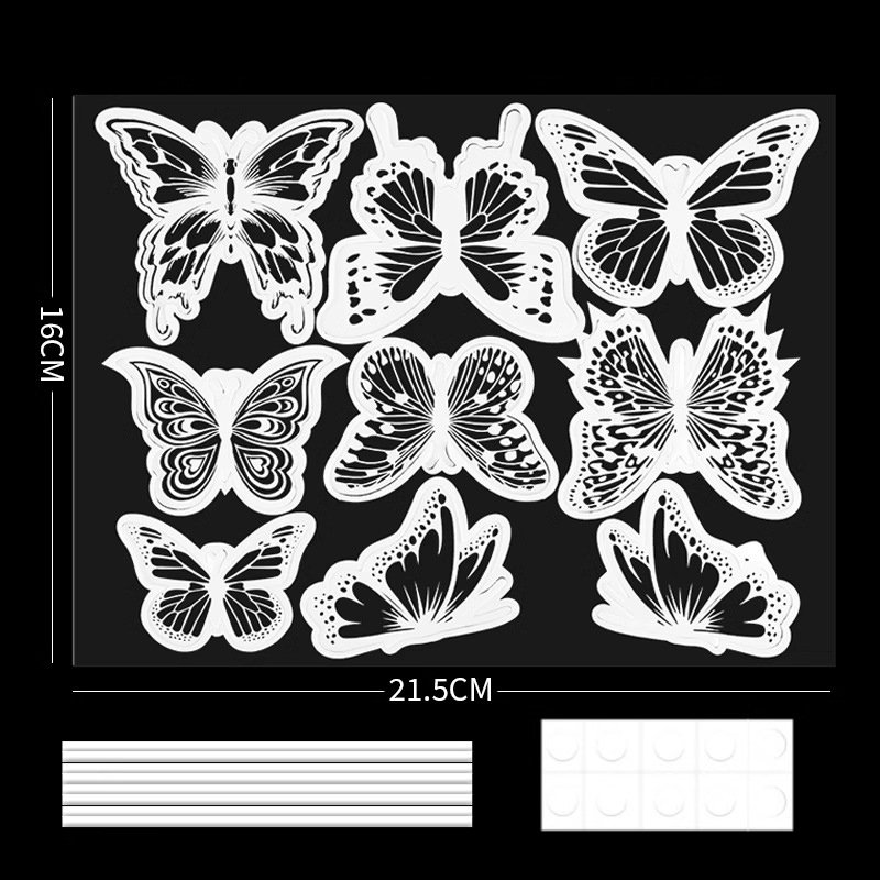 New 9pcs Black Gold Foldable Butterflies Party Cake Bouquet Decorations Wedding Party Supplies