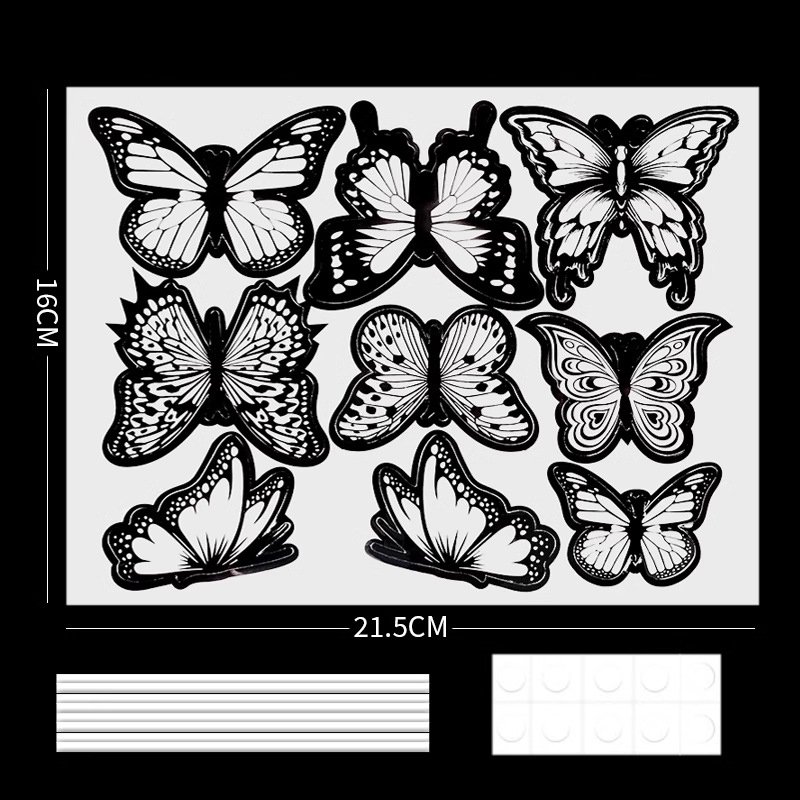 New 9pcs Black Gold Foldable Butterflies Party Cake Bouquet Decorations Wedding Party Supplies