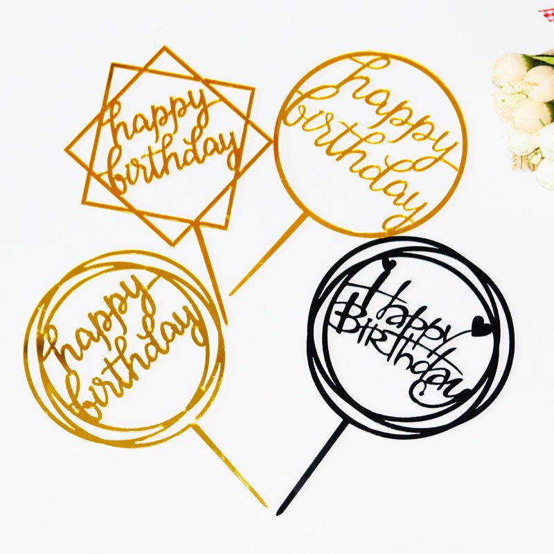 Supplies Multi Styles Birthday Cake Topper Set Acrylic Cake Insert Toppers Card Picks Happy Birthday Cake Topper