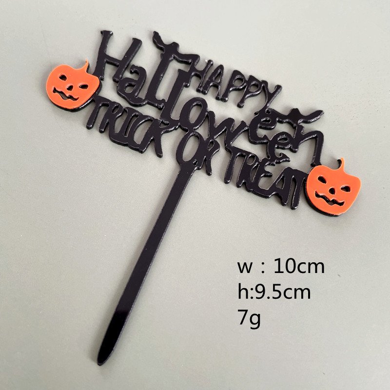 Factory Supply Halloween Series Acrylic Cake Topper Creative Decoration Happy Birthday Festival Party Bar Cupcake Ornaments