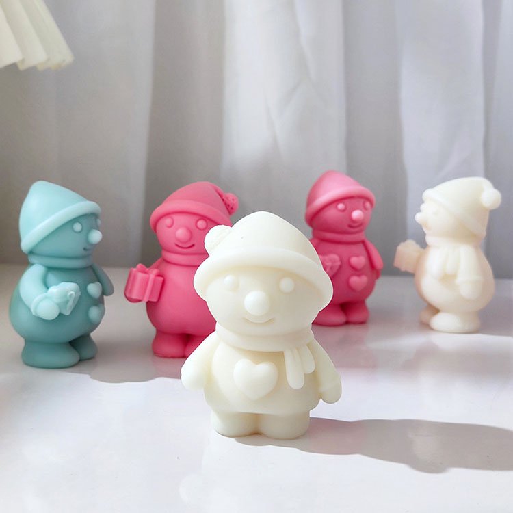 YS Love Snowman Silicone Candle Molds Christmas Gypsum Decorations Gift Casting Mould DIY Soy Aromatherapy Candle Making
