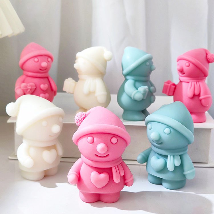 YS Love Snowman Silicone Candle Molds Christmas Gypsum Decorations Gift Casting Mould DIY Soy Aromatherapy Candle Making