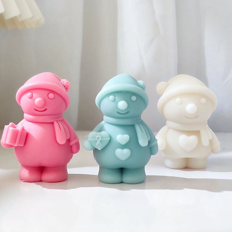 YS Love Snowman Silicone Candle Molds Christmas Gypsum Decorations Gift Casting Mould DIY Soy Aromatherapy Candle Making