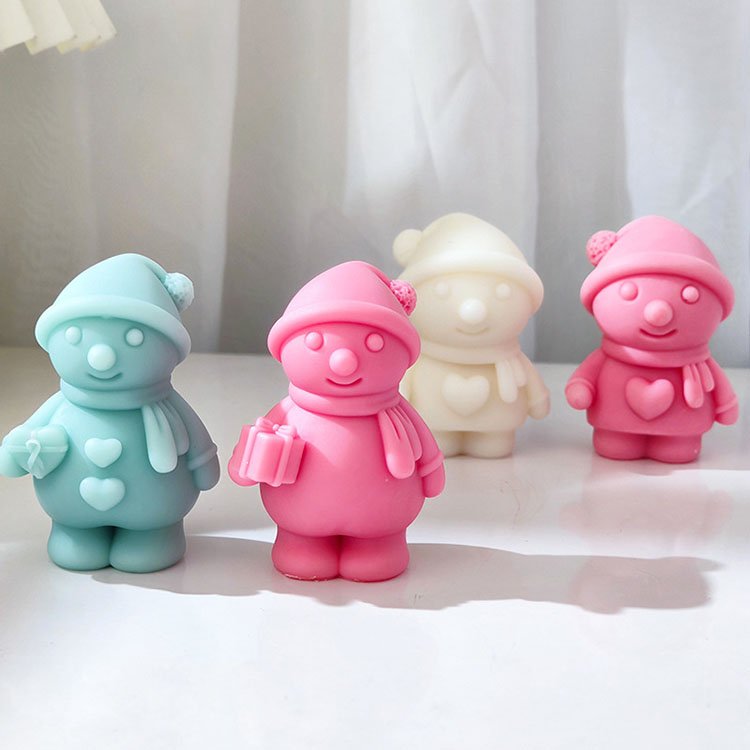 YS Love Snowman Silicone Candle Molds Christmas Gypsum Decorations Gift Casting Mould DIY Soy Aromatherapy Candle Making