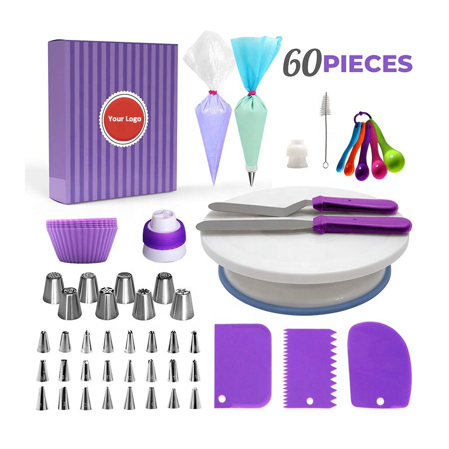 Manufactures Hot Sale Cake Tools Set 12 Pcs Baking Supplies Turntable Stand Cake Decorating Supplies Kit