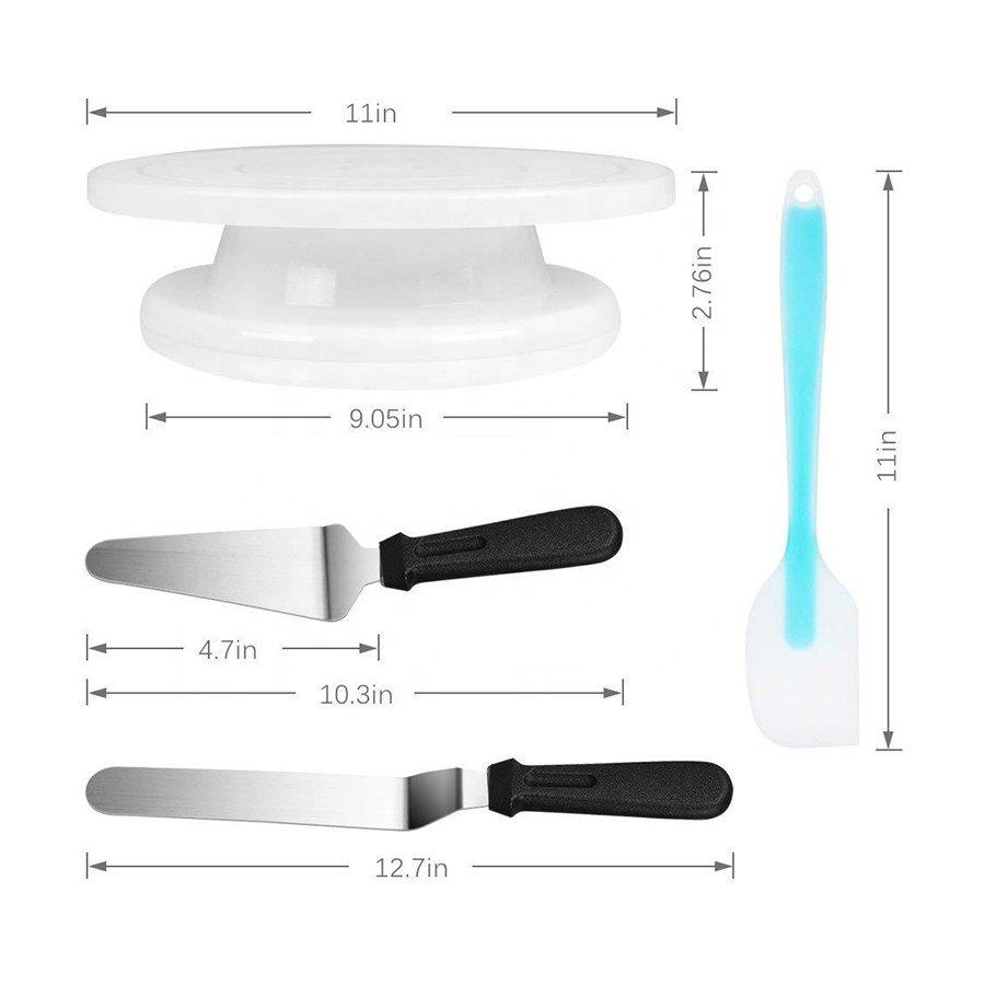 Manufactures Hot Sale Cake Tools Set 12 Pcs Baking Supplies Turntable Stand Cake Decorating Supplies Kit