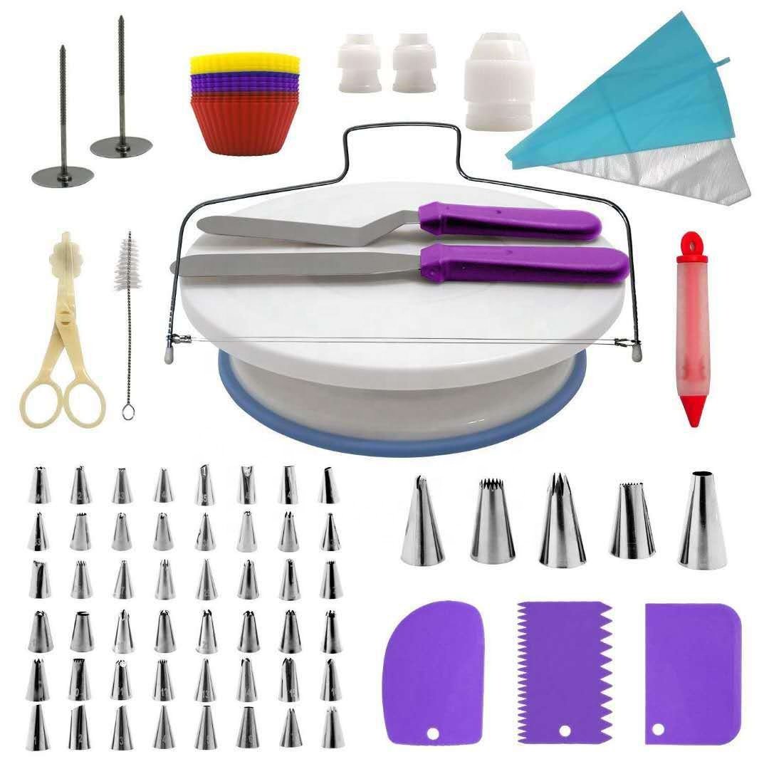 106 pcs Multi-function Cake Decorating Kit Cake Turntable Sets Pastry Tube Fondant DIY Tool Dessert Kitchen Baking Pastry Supply