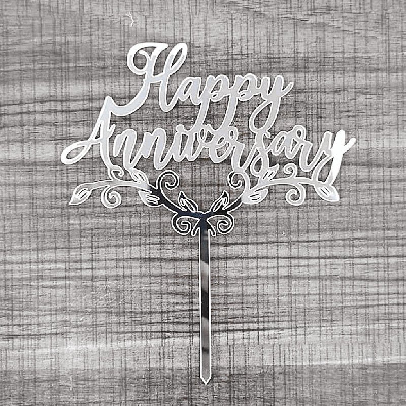 Happy Anniversary Cake Decorating Supplies Golden Acrylic Letter Cake Topper for Wedding Anniversary Baking Decorating Supplies