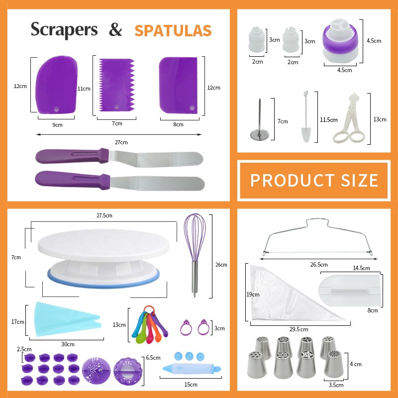 Bakest 137 Pcs Plastic Cake Decorating Tools Set Baking Equipment & Pastry Tools With Box Cakes Packaging