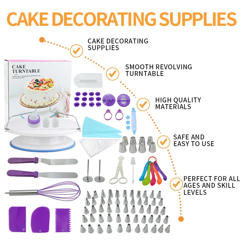Bakest 137 Pcs Plastic Cake Decorating Tools Set Baking Equipment & Pastry Tools With Box Cakes Packaging