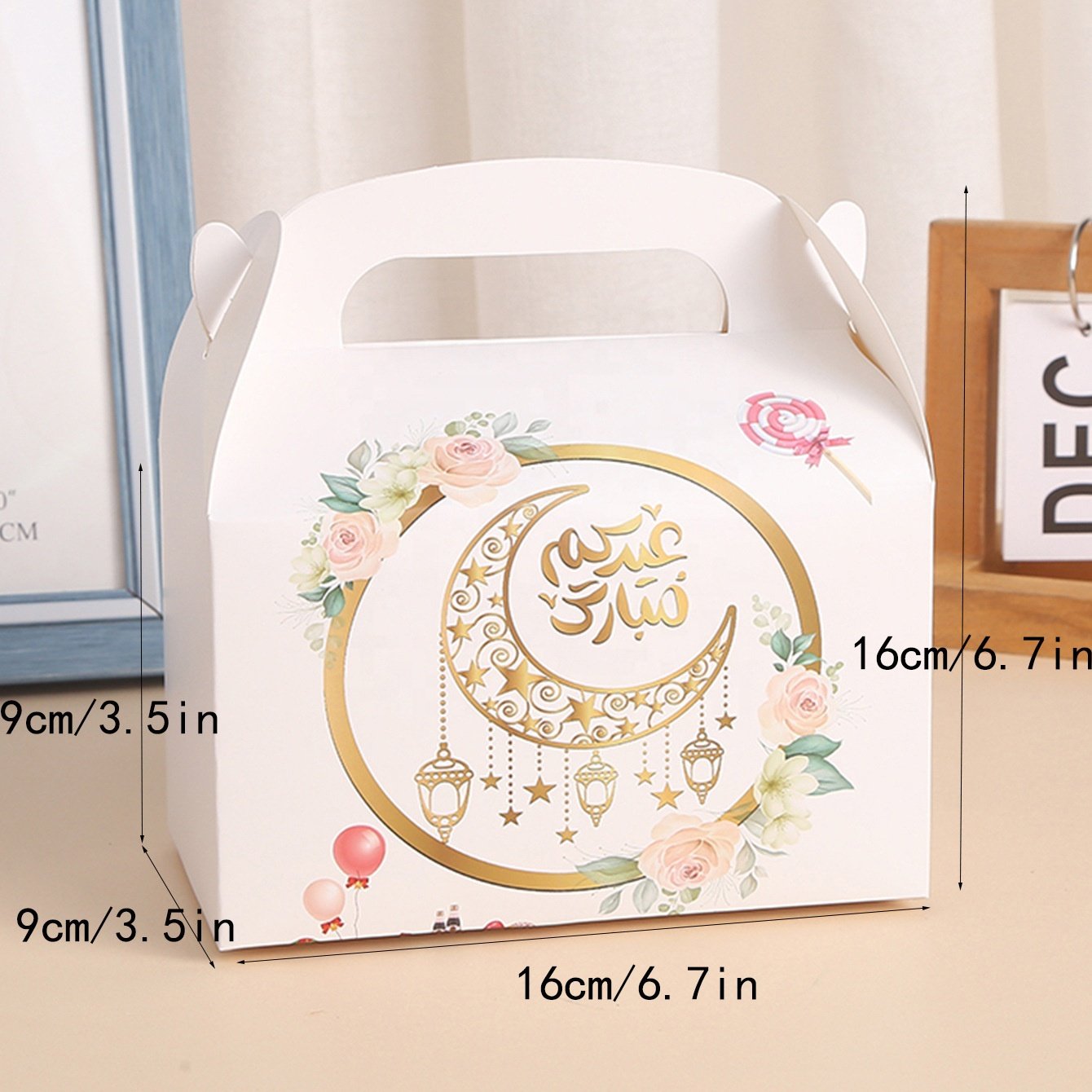 MorSun Eid Mubarak Treat Box Moon Lantern Paper Goodies Boxes Ramadan Kareem Gift Boxes Eid Mubarak Party Favor
