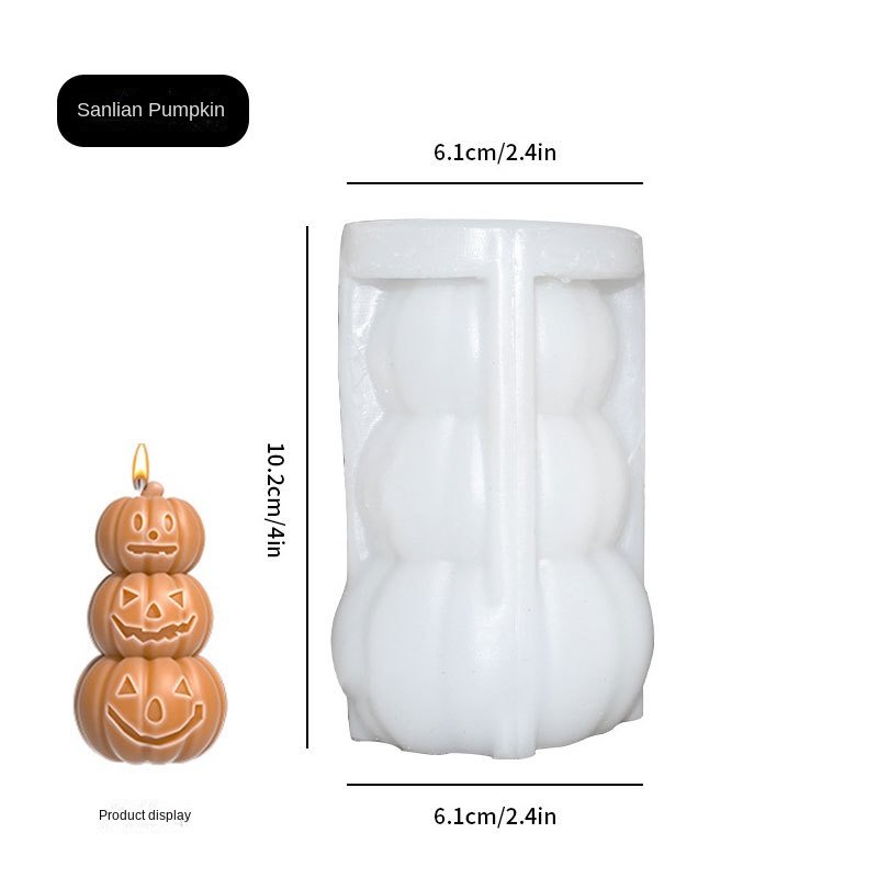 Halloween Gift Party Silicone Magic Hat With Three Pumpkin Heads Candle Mold Scent Diy Pumpkin Candle Making Supplies Decoration