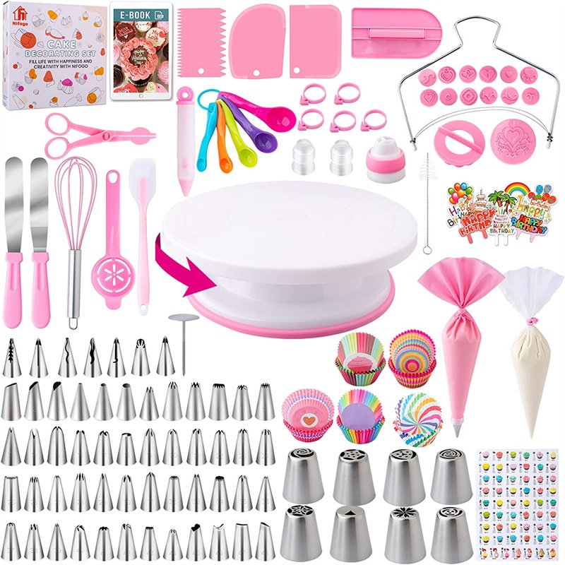 305pcs cake decorating supplies kit cake pan turntable stand piping tips set custom cake tool set with baking