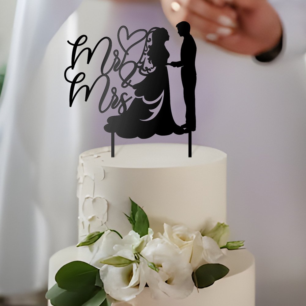 Custom Large 8" Mr&Mrs Acrylic Cake Topper for Wedding Valentine's day Anniversary Party Supplies Cake Decorating Accessories