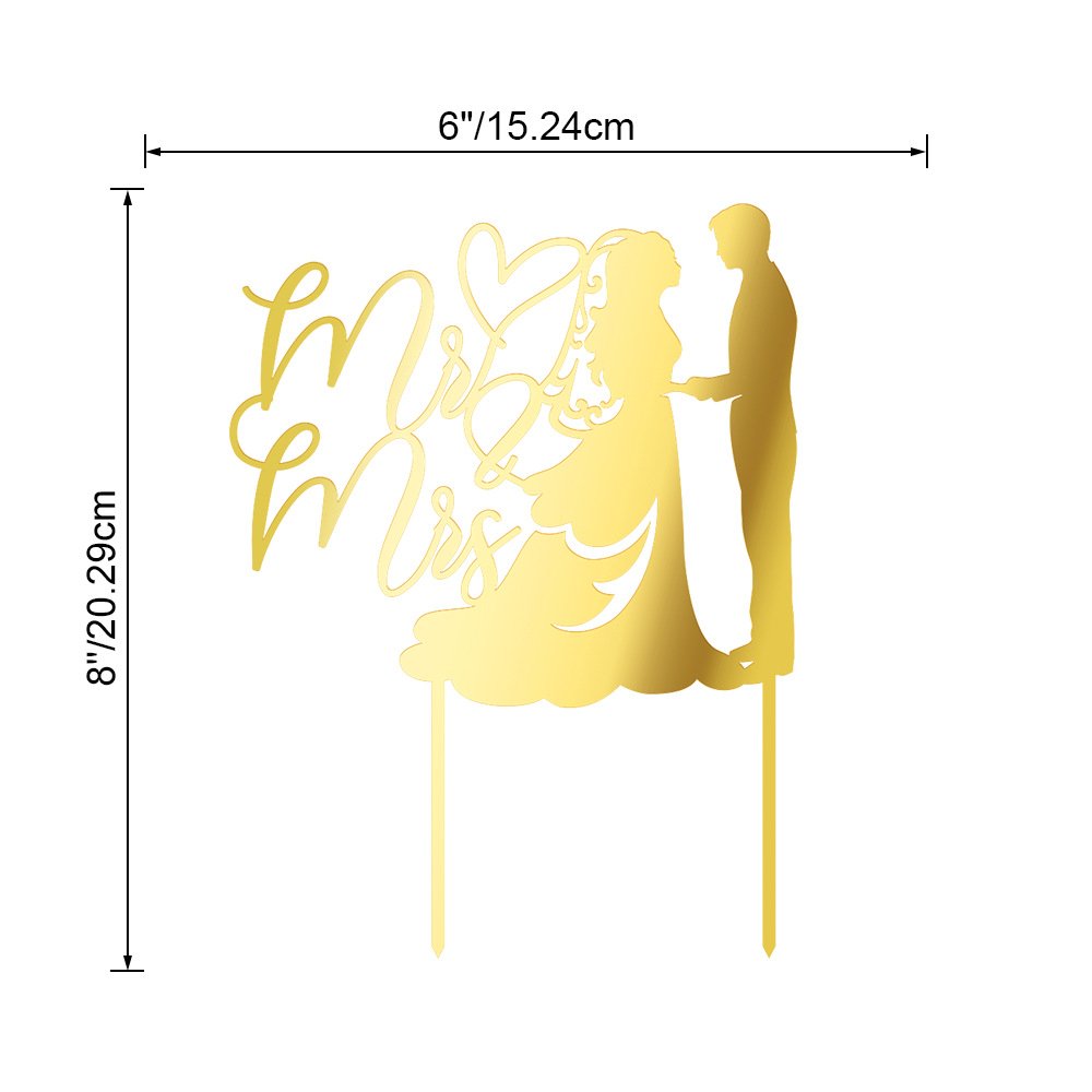 Custom Large 8" Mr&Mrs Acrylic Cake Topper for Wedding Valentine's day Anniversary Party Supplies Cake Decorating Accessories