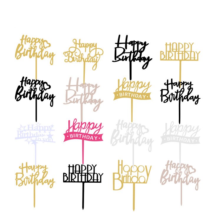 Factory Direct Happy Birthday Letter Acrylic Card happybirthday Handwritten Letter Insert Baking Cake Decoration