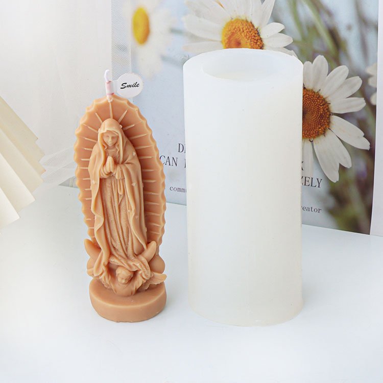 Virgin Mary Feather Holy Grail Silicone Candle Mold Religious Gypsum Decorations Casting Mould DIY Aromatherapy Candle Making