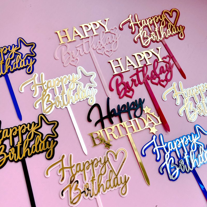 Cross border double layer birthday acrylic cake plate party dessert table decoration love five-pointed star plug-in