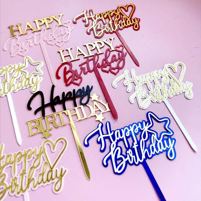 Cross border double layer birthday acrylic cake plate party dessert table decoration love five-pointed star plug-in