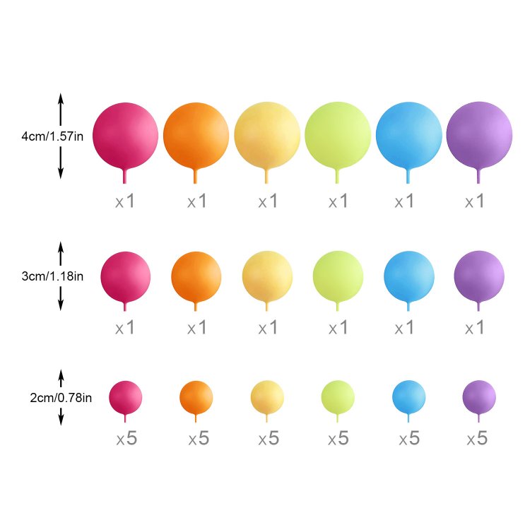 Colorful Ball Shaped Cake Topper Pearl Balls Cupcake Cake Insert for Birthday Party Wedding Decoration Cake Decorating Supplies