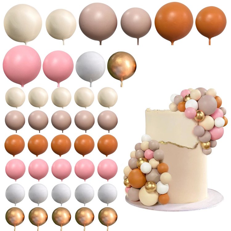 Colorful Ball Shaped Cake Topper Pearl Balls Cupcake Cake Insert for Birthday Party Wedding Decoration Cake Decorating Supplies