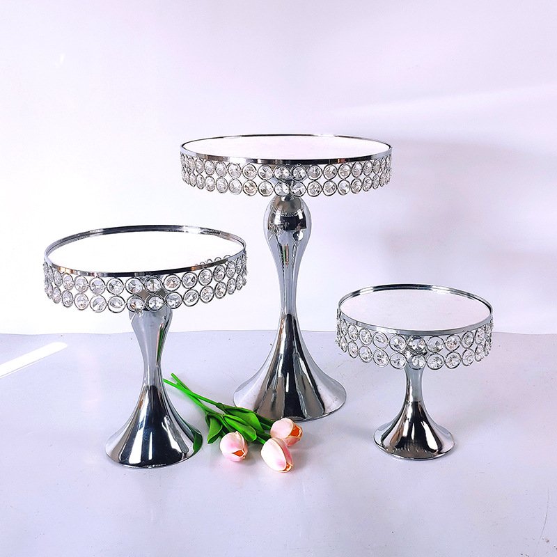 Metal cake rack display high-foot cake plate mirror tray dessert table iron art display rack party decorations cake stand set