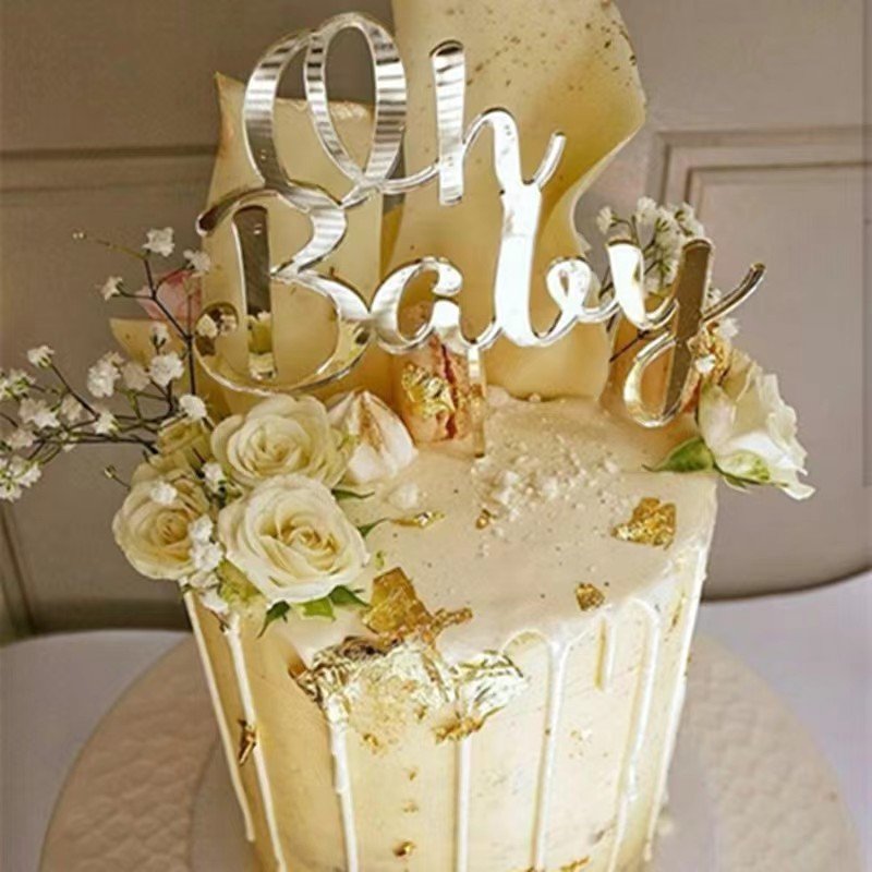 hot selling golden oh baby acrylic Cake Topper for Baby Birthday Party Decorations Valentine's Day Cake Decoration