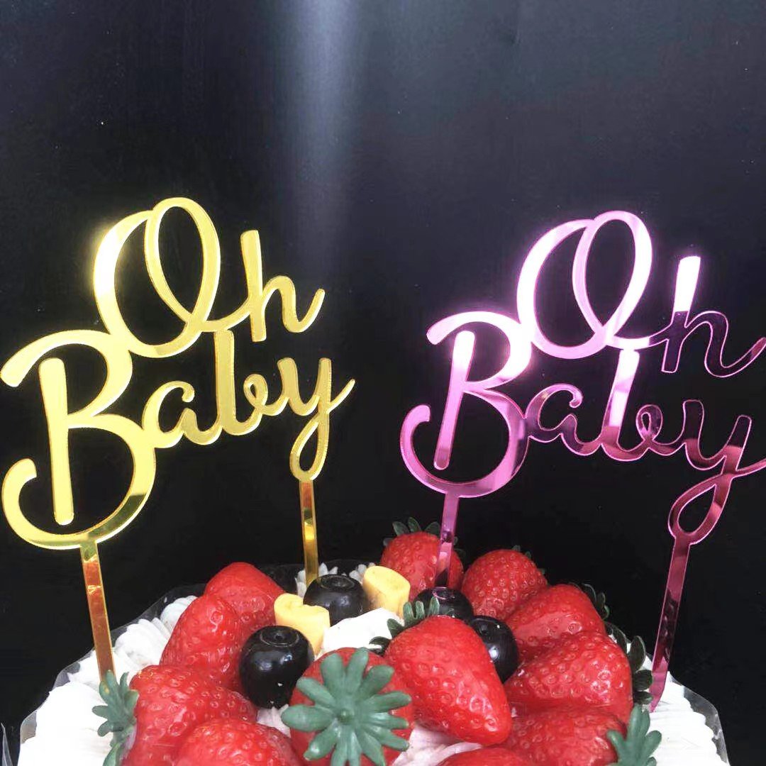 hot selling golden oh baby acrylic Cake Topper for Baby Birthday Party Decorations Valentine's Day Cake Decoration