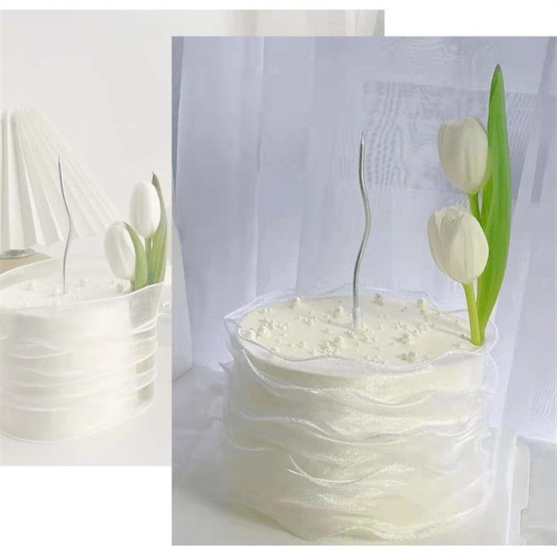 Birthday cake Candle Silver curved wax thread candle wrapped macaron birthday candles