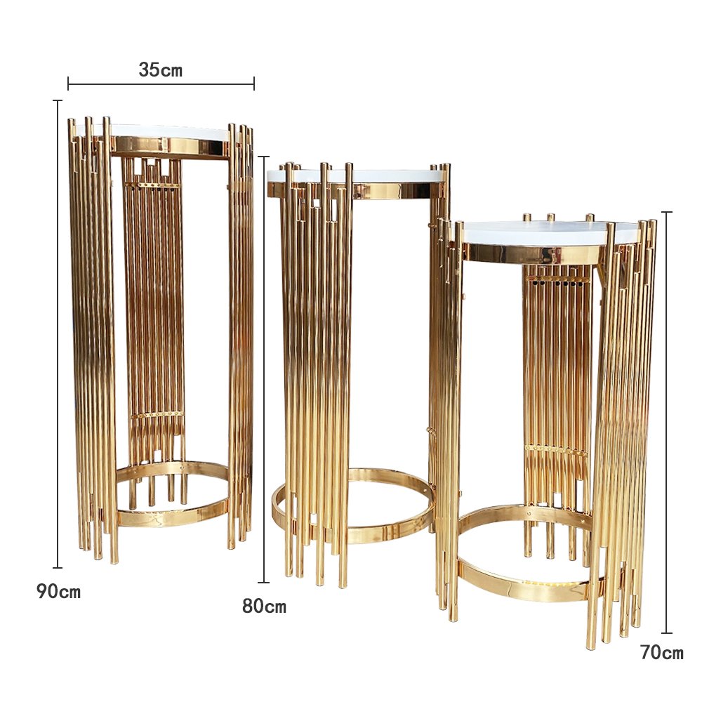 Gold pedestal stand cylinder plinth for party events sweet bar table wedding bridal shower dessert table birthday cake table cup