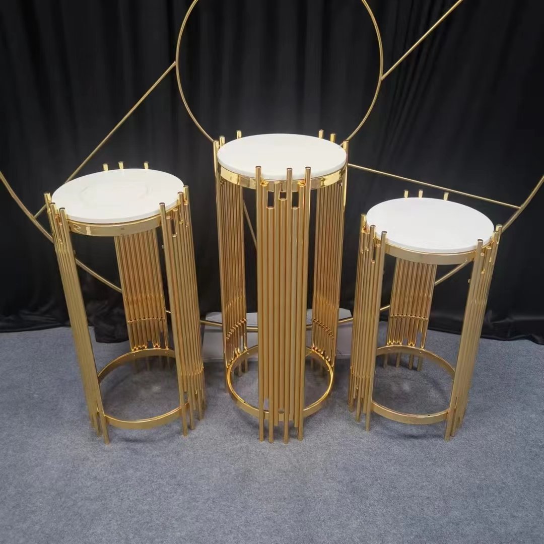 Gold pedestal stand cylinder plinth for party events sweet bar table wedding bridal shower dessert table birthday cake table cup