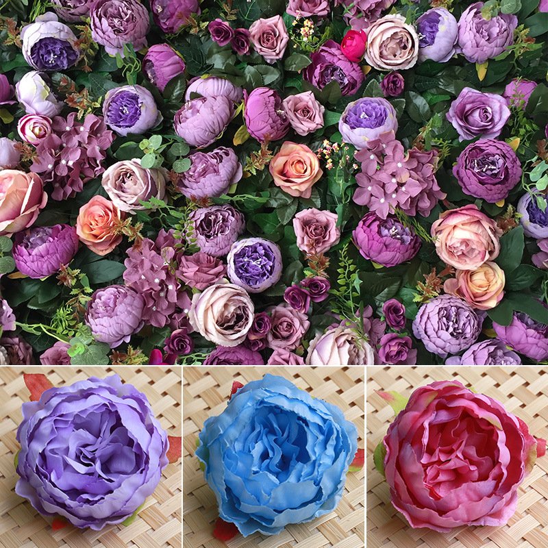 Simulated Rose Flower Head 8cm Peony Cake Accessories DIY Colorful Artificial Flower Wall Wedding Party Home Decoration Props