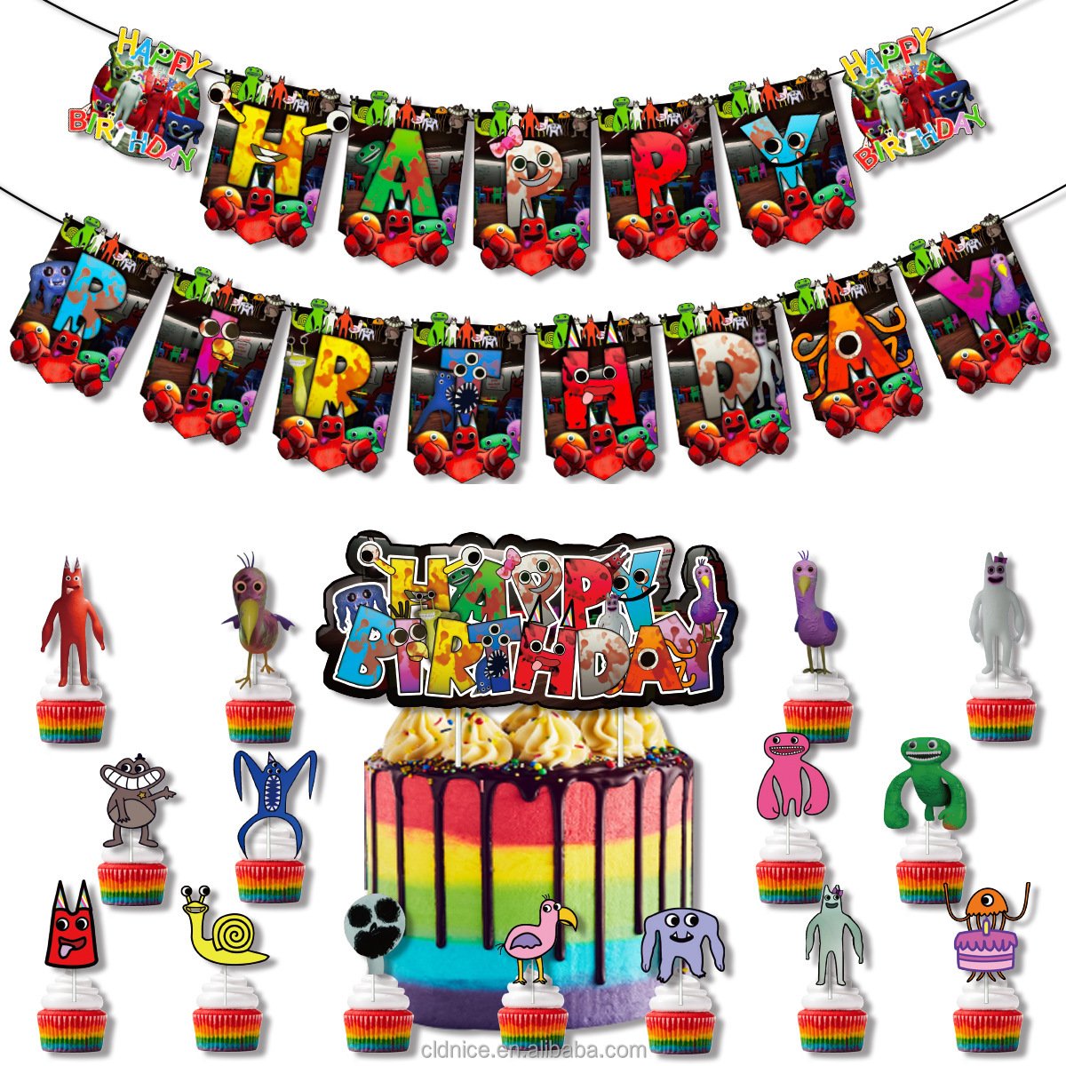 Nice Garten of Banban Birthday Party Decoration Cartoon Banner Cake Toppers Baby Shower Decorations Ballons for Birthday Party