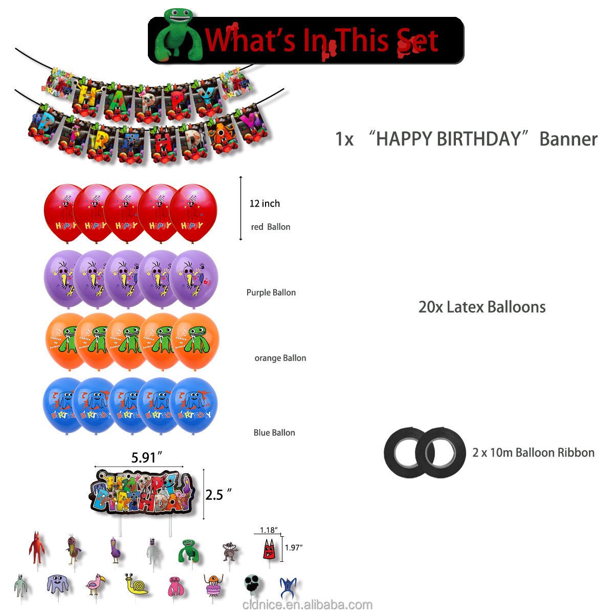 Nice Garten of Banban Birthday Party Decoration Cartoon Banner Cake Toppers Baby Shower Decorations Ballons for Birthday Party
