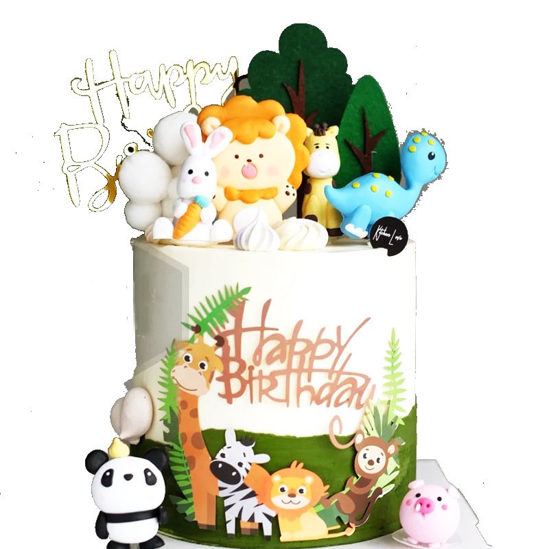 Polymer clay Safari Jungle Wild Forest Animals birthday theme party decorations Party Figures Woodland cake toppers wholesale