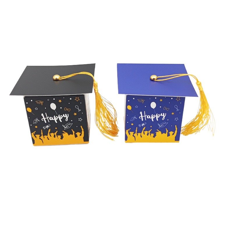 Graduation Candy Treat Boxes Graduation Cap Design Gift Box with tassels for Graduation Decorations Party Supplies