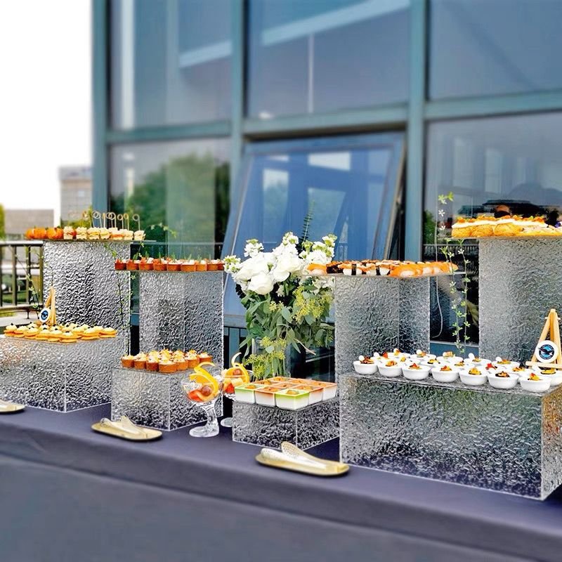 Gaojian Acrylic Water Ripple Nesting Dessert Buffet Riser Stand Acrylic Cake Food Display Risers For Wedding Hotel Decoration