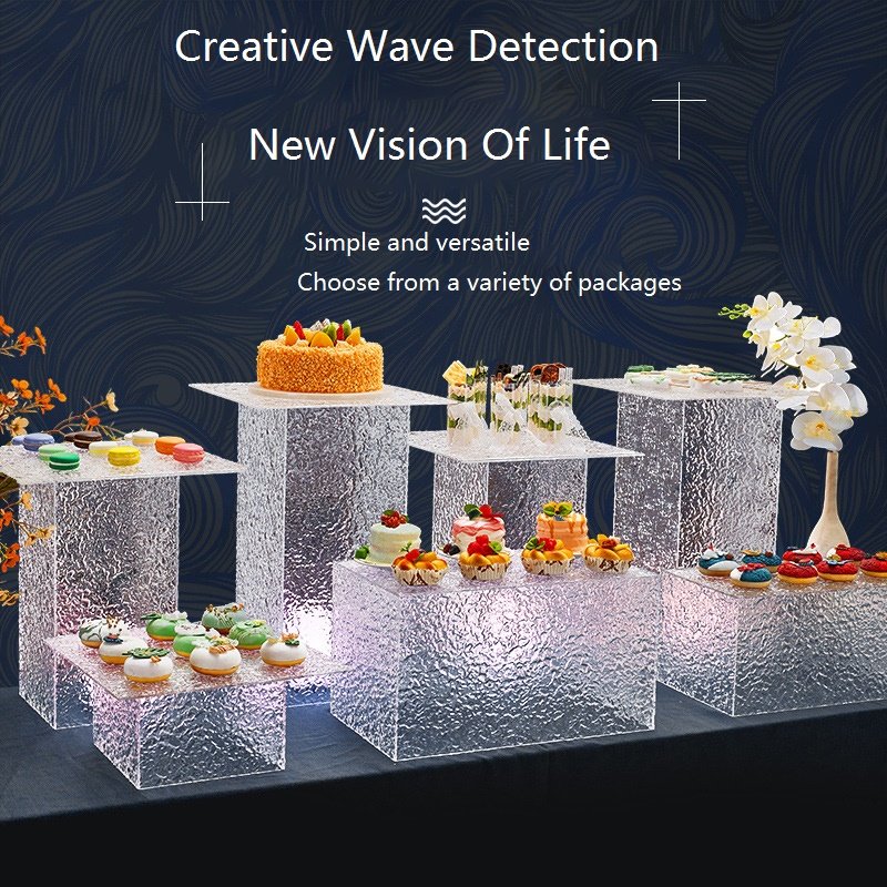 Gaojian Acrylic Water Ripple Nesting Dessert Buffet Riser Stand Acrylic Cake Food Display Risers For Wedding Hotel Decoration