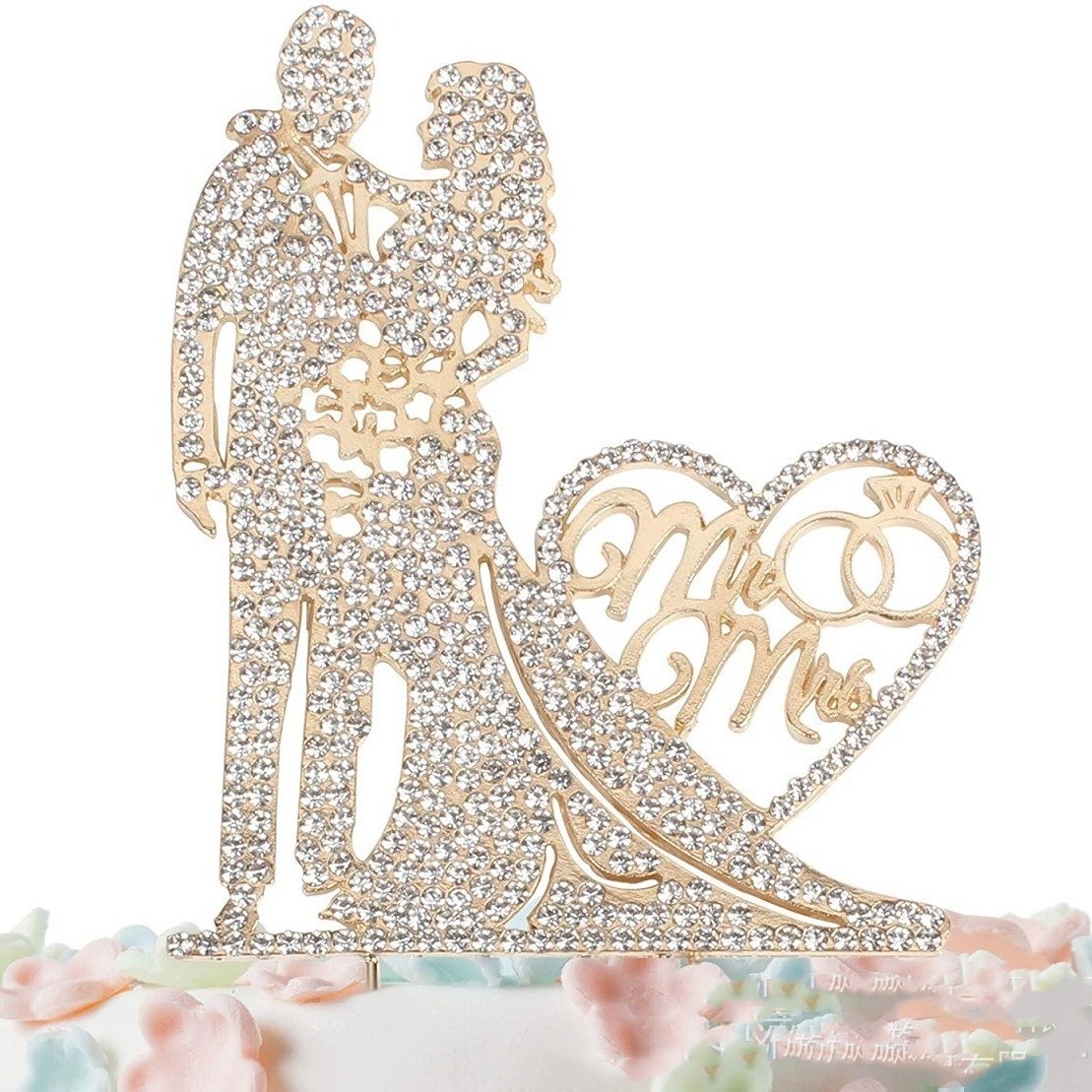 Wedding Cake Topper Rhinestone Metal Mr and Mrs Cake Topper Wedding Bride Groom Bridal Shower Party Wedding Decorations Supplies
