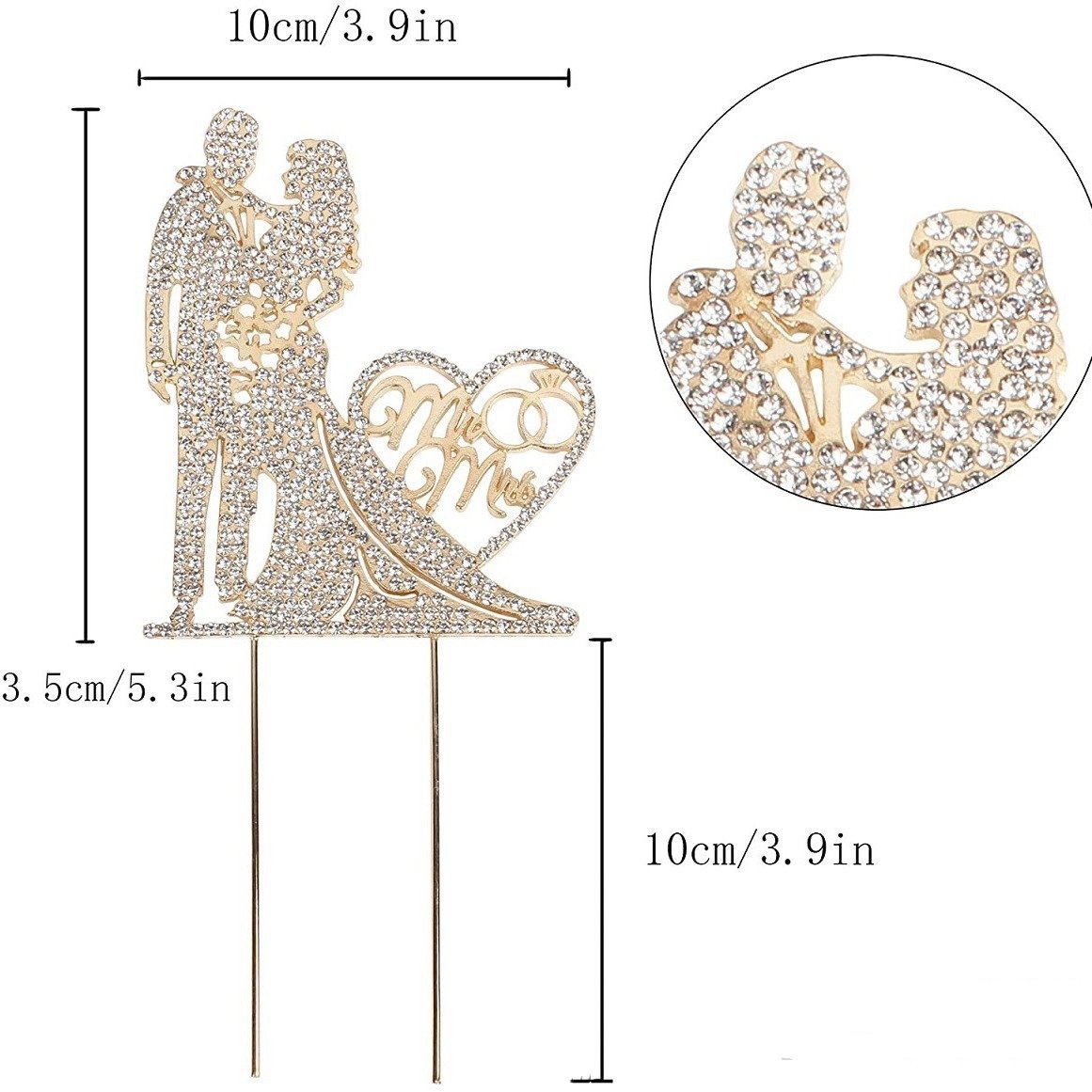 Wedding Cake Topper Rhinestone Metal Mr and Mrs Cake Topper Wedding Bride Groom Bridal Shower Party Wedding Decorations Supplies