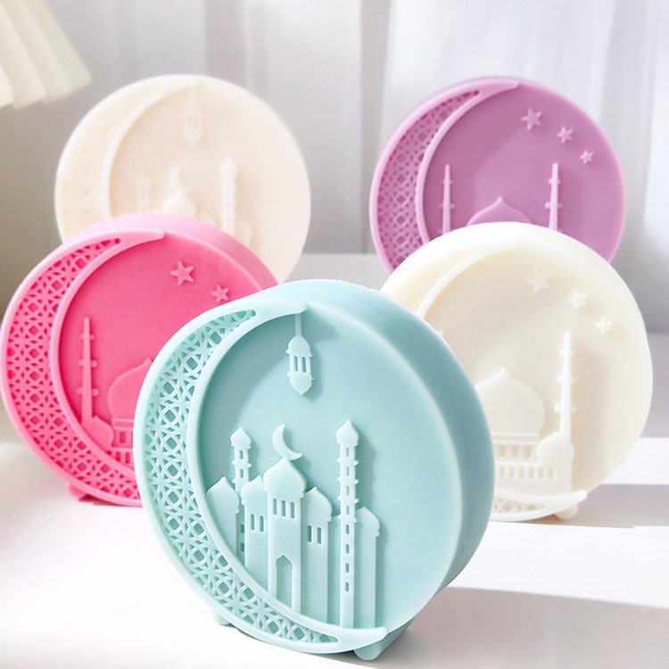 Mosque Round Moon Silicone Candle Mold Religious Ornaments Home Decorations Casting Mould DIY Soap Aromatherapy Candle Making