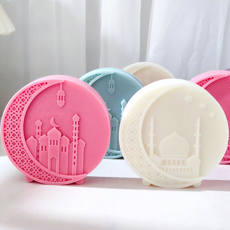 Mosque Round Moon Silicone Candle Mold Religious Ornaments Home Decorations Casting Mould DIY Soap Aromatherapy Candle Making