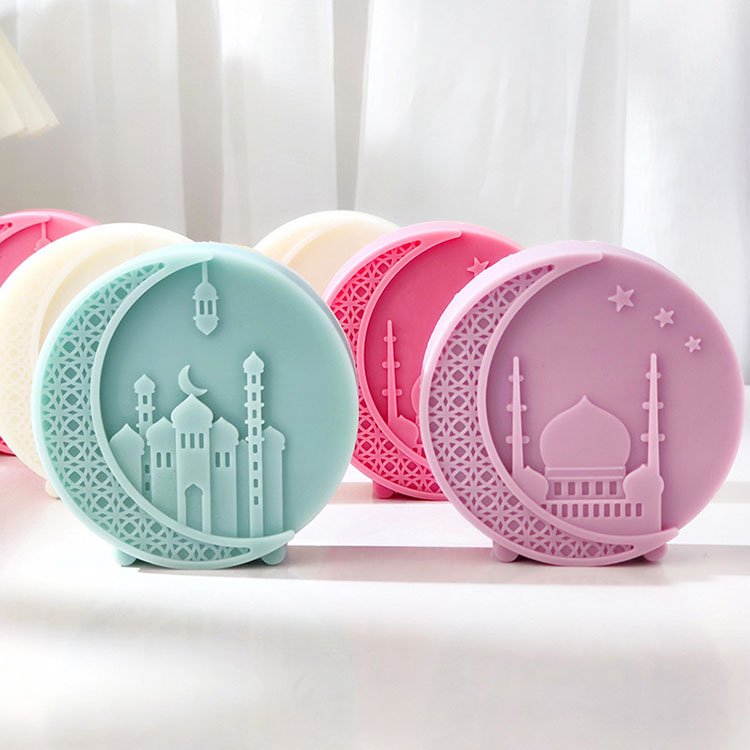 Mosque Round Moon Silicone Candle Mold Religious Ornaments Home Decorations Casting Mould DIY Soap Aromatherapy Candle Making