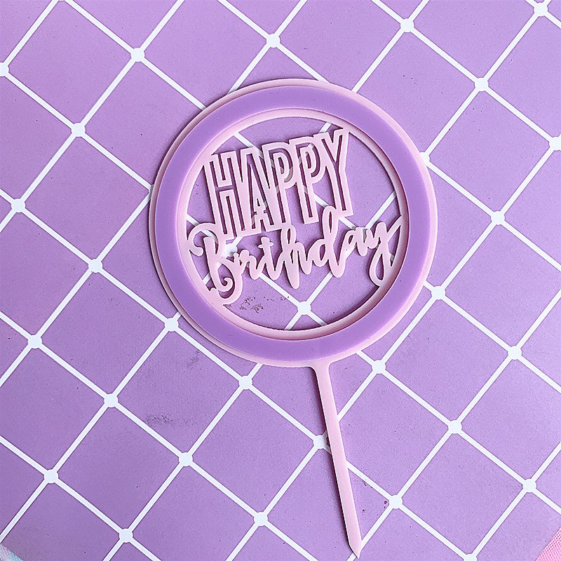 Discount Acrylic Happy Birthday Cake Topper Gold Circle Double Layer Colorful Cupcake Toppers for Birthday Party Cake Decoration