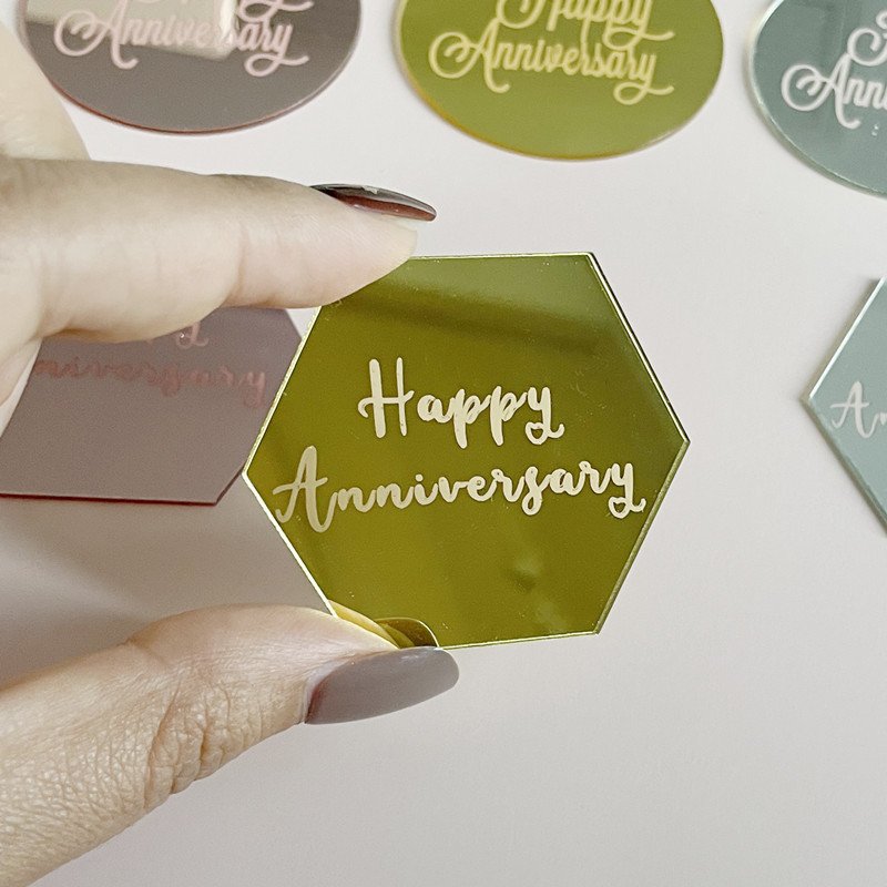 Cupcake decoration laser marking birthday acrylic happy anniversary anniversary party cake decoration cake toppers wholesale