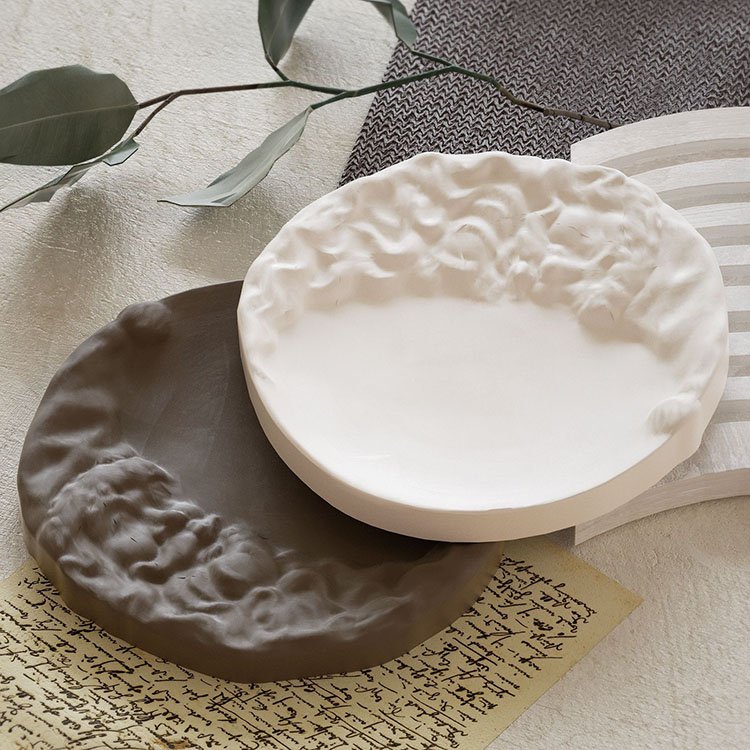 YS Moon Santa Claus Tray Silicone Molds Round Jewelry Display Tray Christmas Decorations Casting Mould DIY Gypsum Plate Making