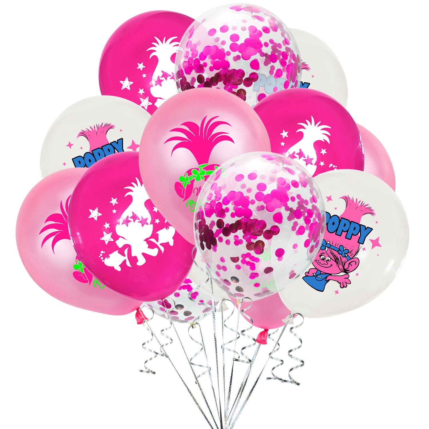 Kids Girl Pink Trolls World Tour Happy Birthday Balloon Decoration Supplies Baby Shower Party Decors Poppy Party Photo Boothprop
